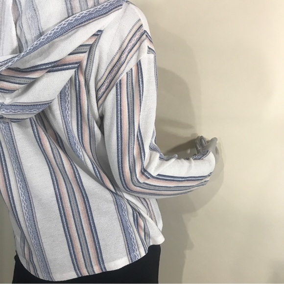 WallFlower Vintage Classic Baja Stripe V-Neck Hoodie Size Large Light Weight - Picture 8 of 16